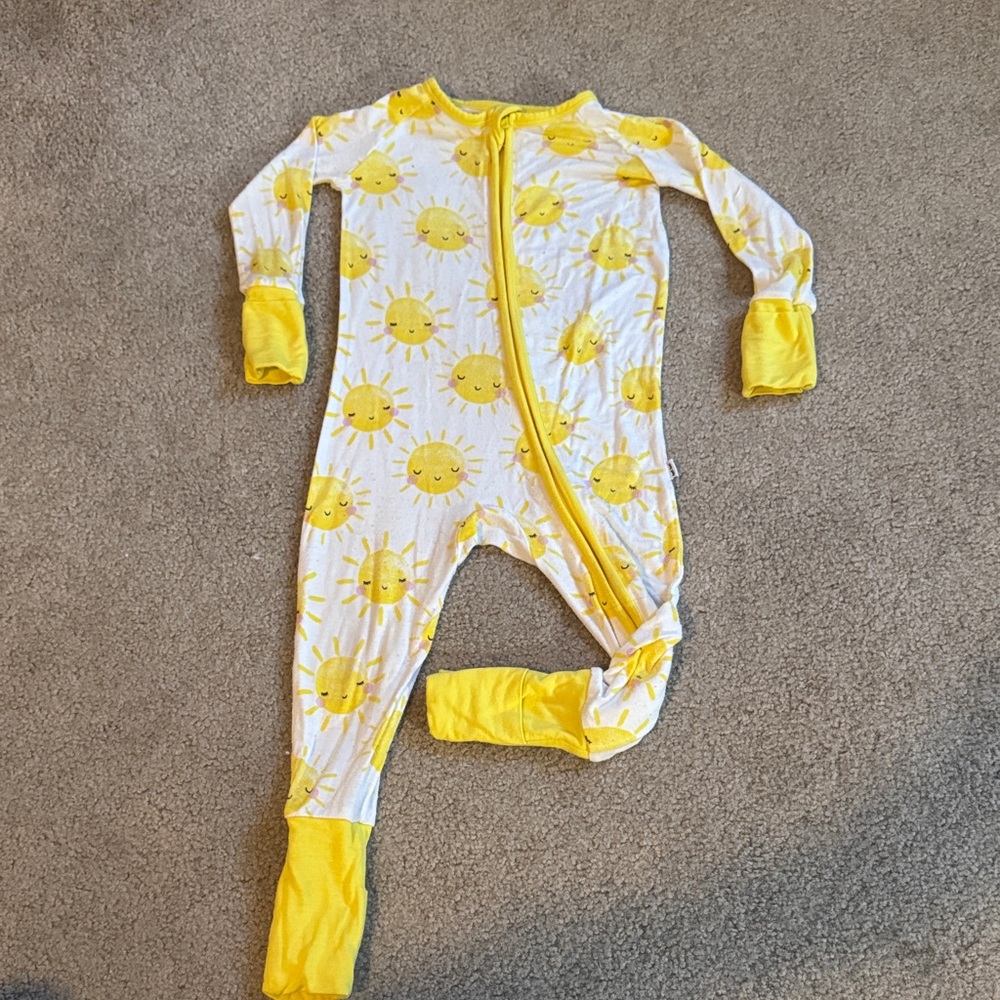 Little Sleepies Yellow Sun Print Footie Pajamas